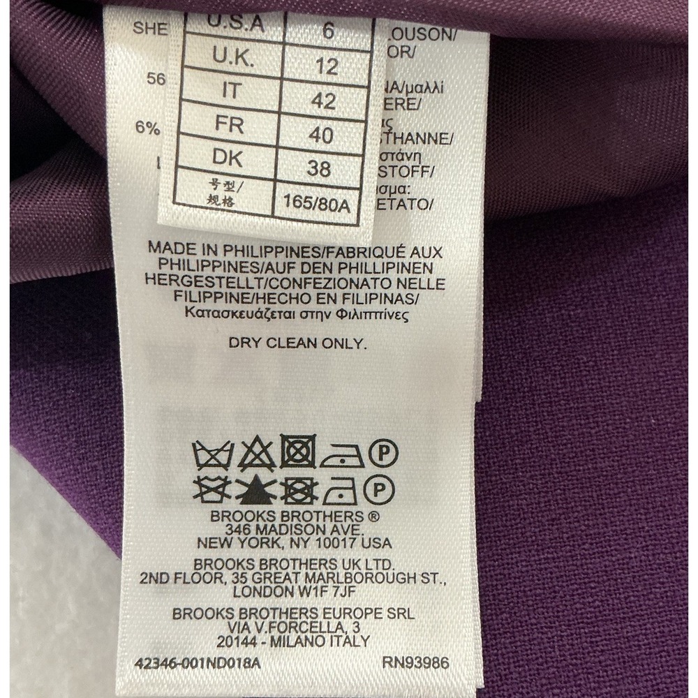 Brooks Brothers Wool Purple A-Line Dress Sz 6 Short Sleeve Career-core Classic - Picture 12 of 16